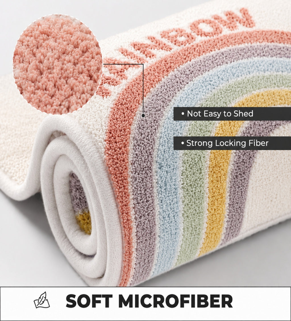 Rainbow Microfiber Anti Skid Super Absorbent Bathmat - Decovia
