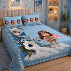 7D Digital Printed Little Girl Cotton Feel Microfiber King Size Double Bedsheet with Pillow Covers - Decovia