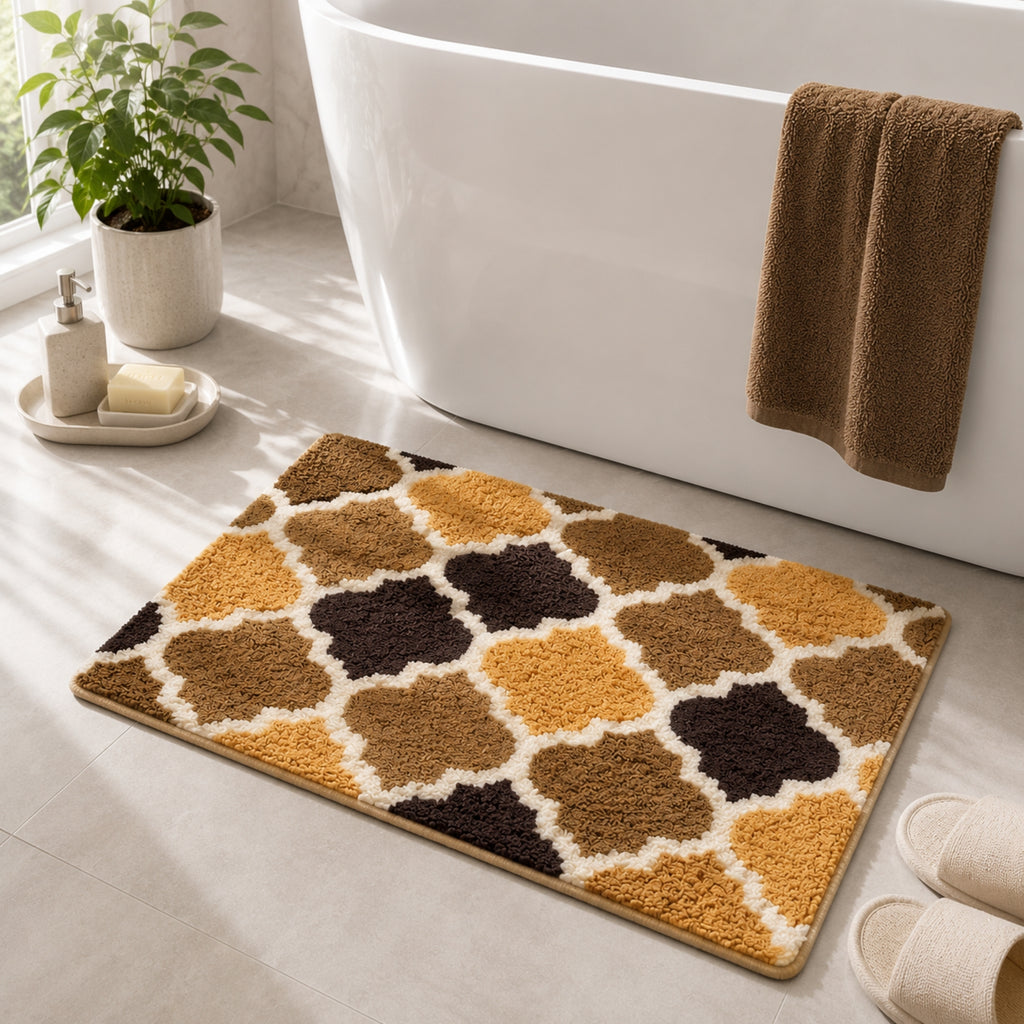 Geomatric Microfiber Anti Skid Super Absorbent Bathmat - Decovia