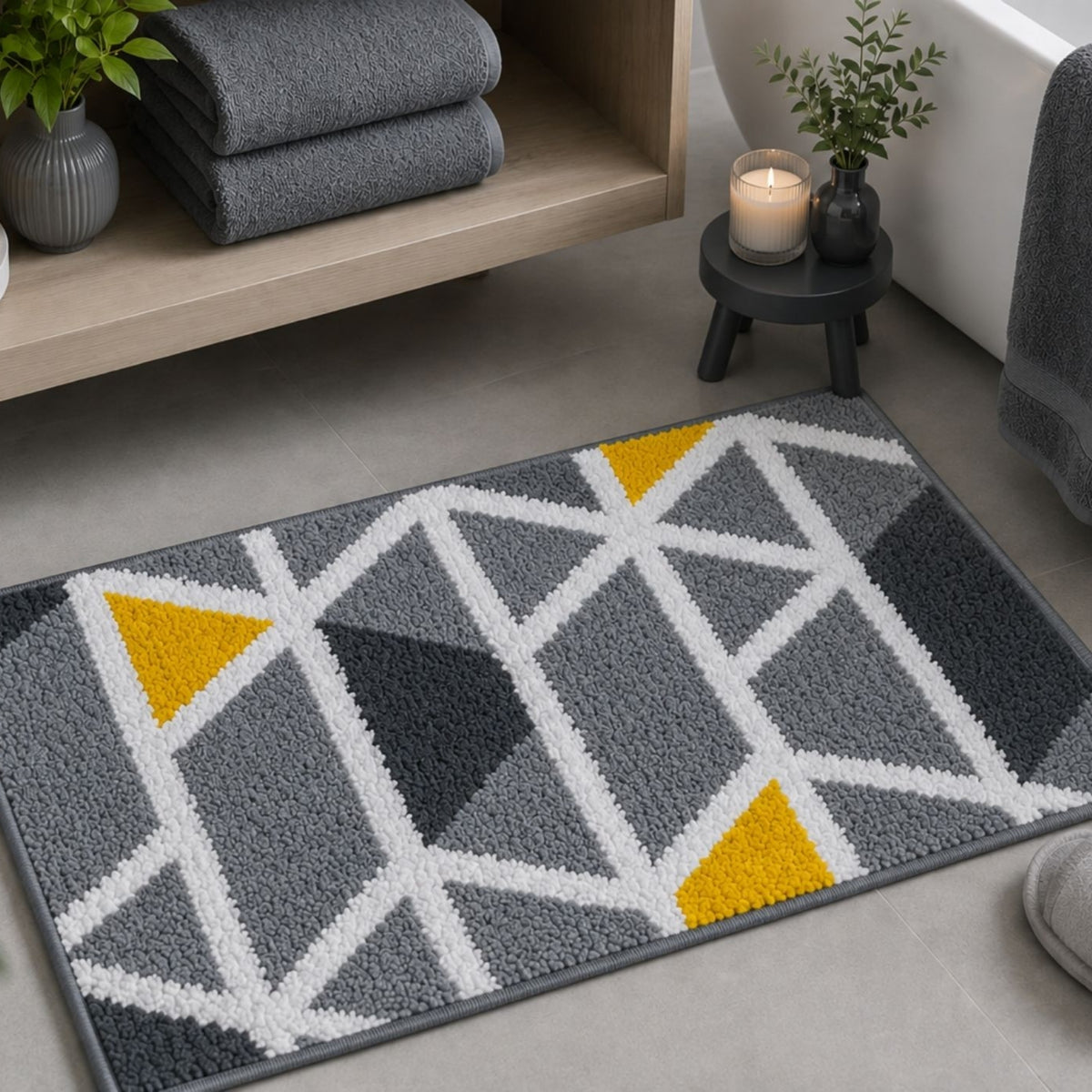 Triangle Microfiber Anti Skid Super Absorbent Bathmat - Decovia