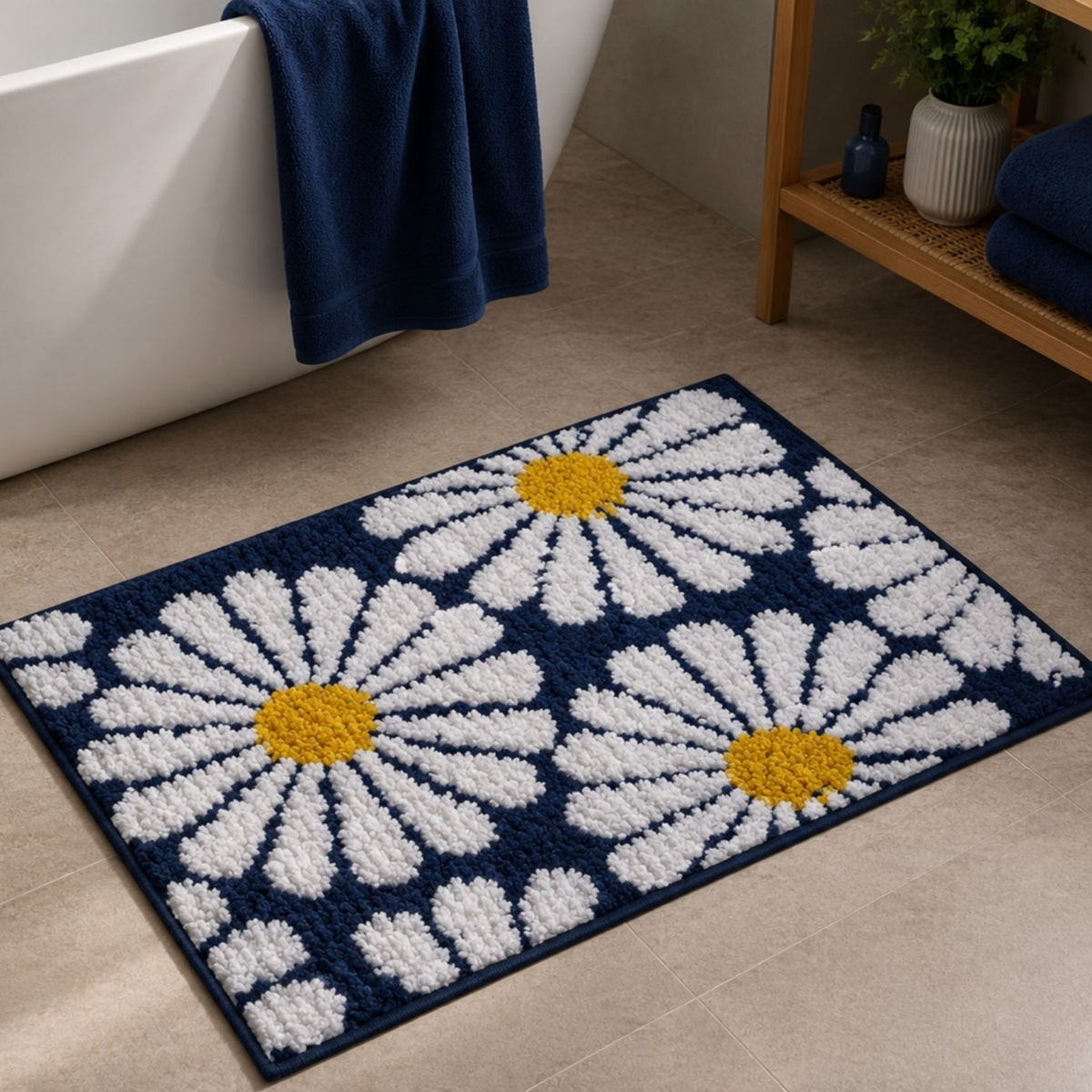 Sun Flower Microfiber Anti Skid Super Absorbent Bathmat - Decovia