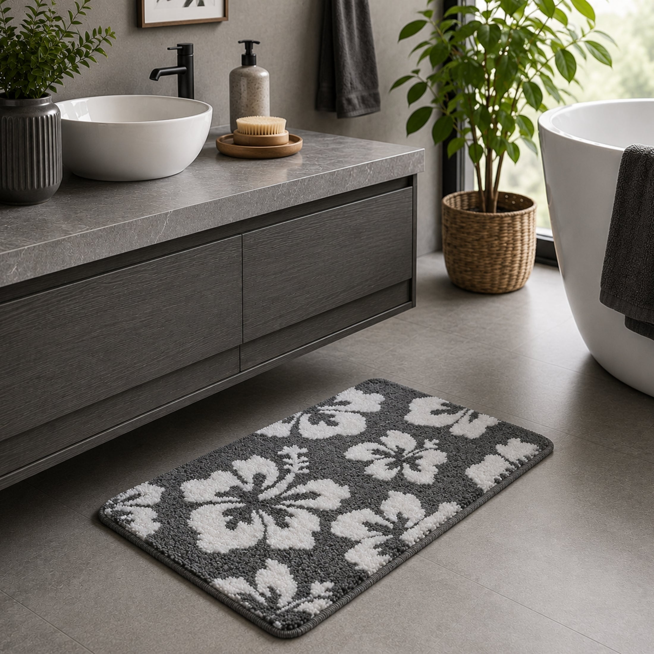 Butterfly Microfiber Anti Skid Super Absorbent Bathmat - Decovia
