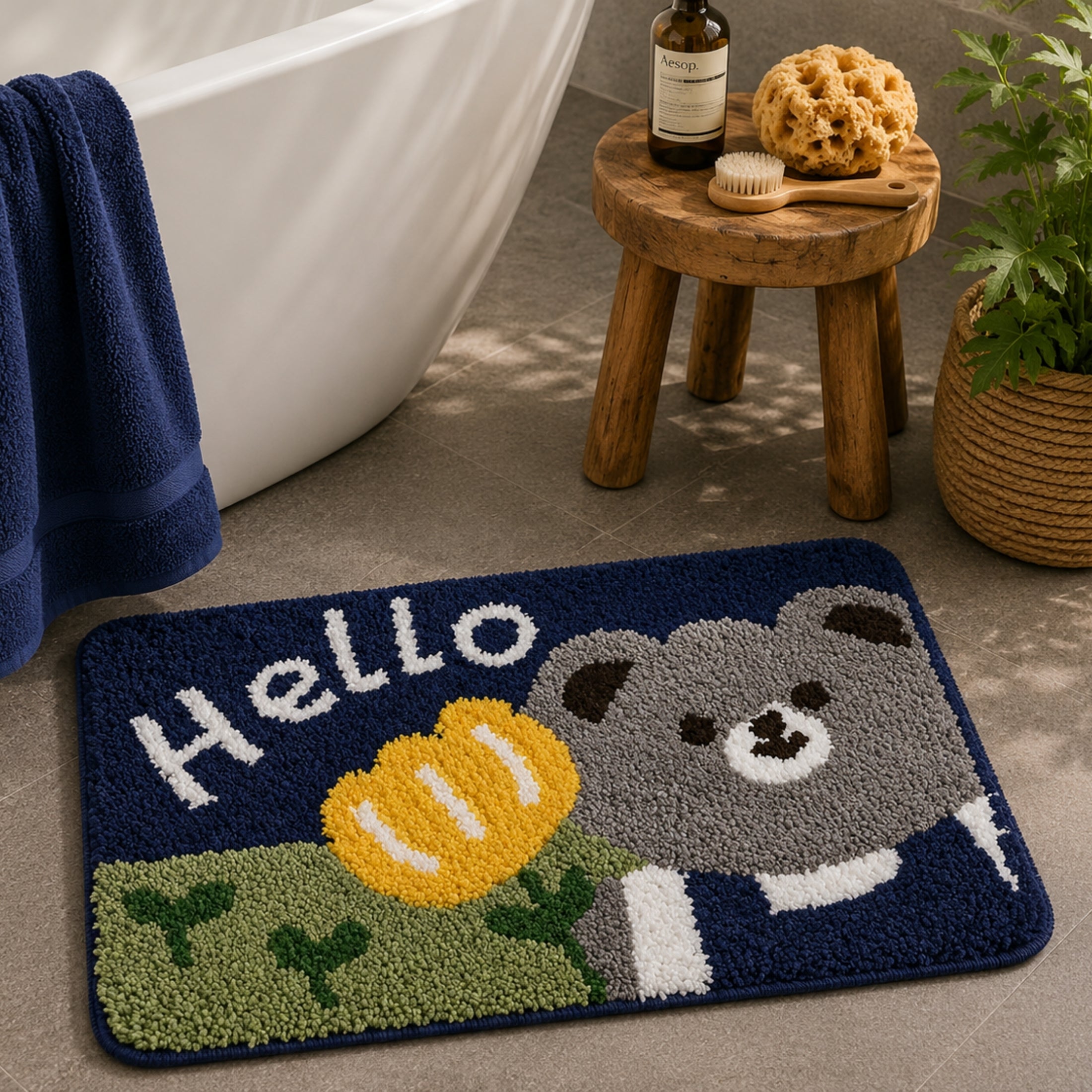 Panda Microfiber Anti Skid Super Absorbent Bathmat - Decovia