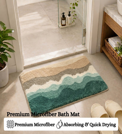 Wave Microfiber Anti Skid Super Absorbent Bathmat - Decovia