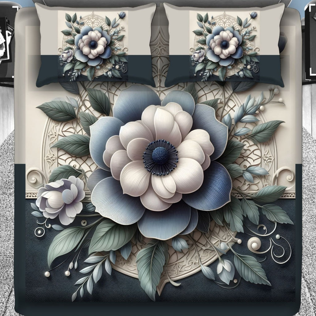 7D Digital Printed Floral Cotton Feel Microfiber King Size Double Bedsheet with Pillow Covers - Decovia