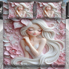 7D Digital Printed Princess Cotton Feel Microfiber King Size Double Bedsheet with Pillow Covers - Decovia