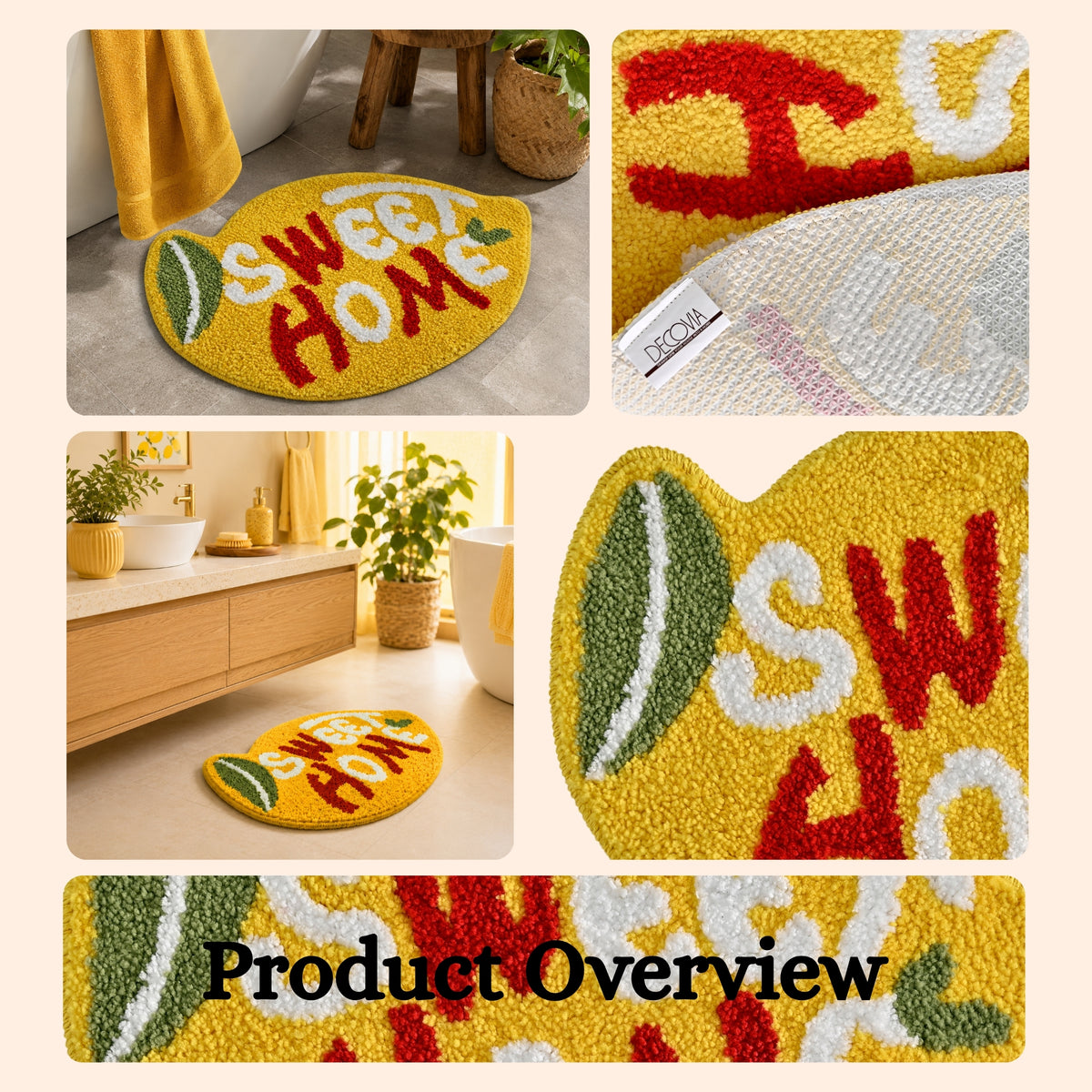 Sweet Home Microfiber Anti Skid Super Absorbent Bathmat - Decovia