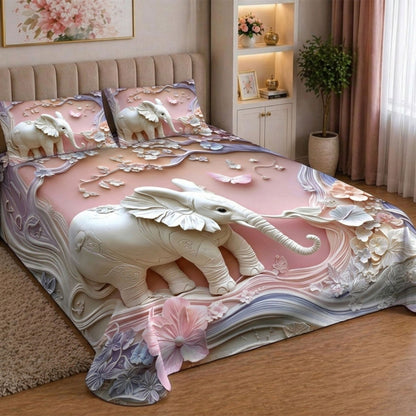 7D Digital Printed Elephant Cotton Feel Microfiber King Size Double Bedsheet with Pillow Covers - Decovia