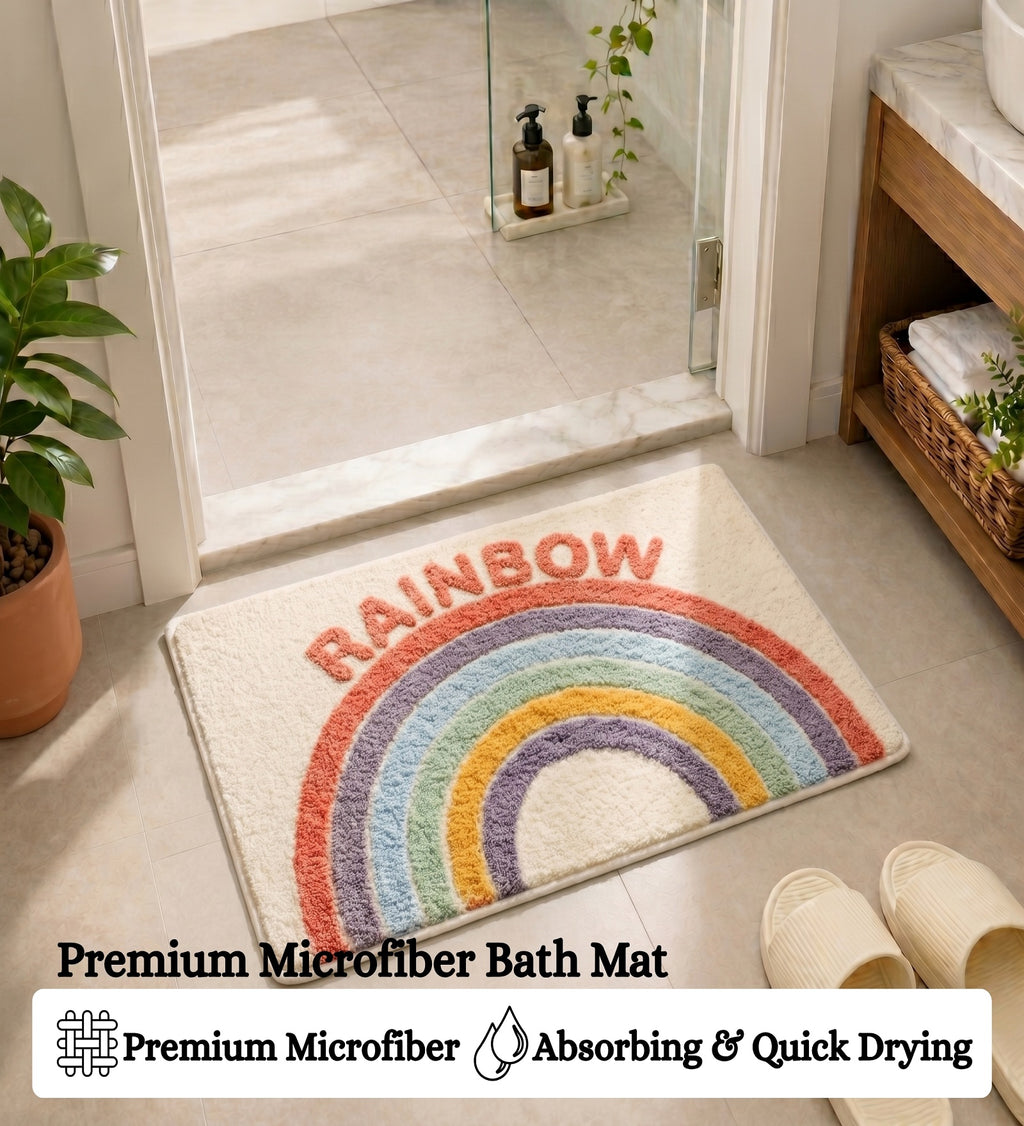 Rainbow Microfiber Anti Skid Super Absorbent Bathmat - Decovia