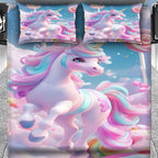 7D Digital Printed Unicorn Cotton Feel Microfiber King Size Double Bedsheet with Pillow Covers - Decovia