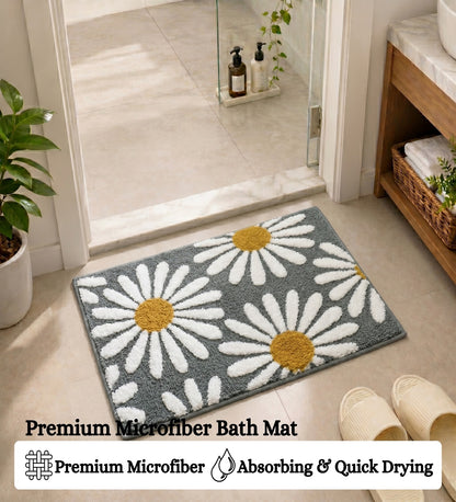 Sun Flower Microfiber Anti Skid Super Absorbent Bathmat - Decovia