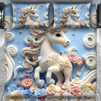 7D Digital Printed Unicorn Cotton Feel Microfiber King Size Double Bedsheet with Pillow Covers - Decovia