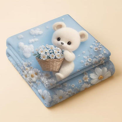 7D Digital Printed Teddy Cotton Feel Microfiber King Size Double Bedsheet with Pillow Covers - Decovia