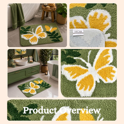 Butterfly Microfiber Anti Skid Super Absorbent Bathmat - Decovia