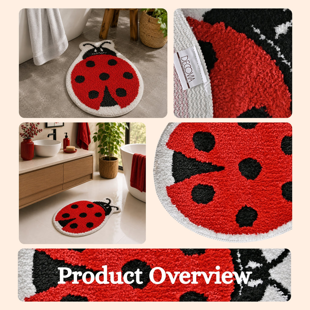 Red Aunt Microfiber Anti Skid Super Absorbent Bathmat - Decovia