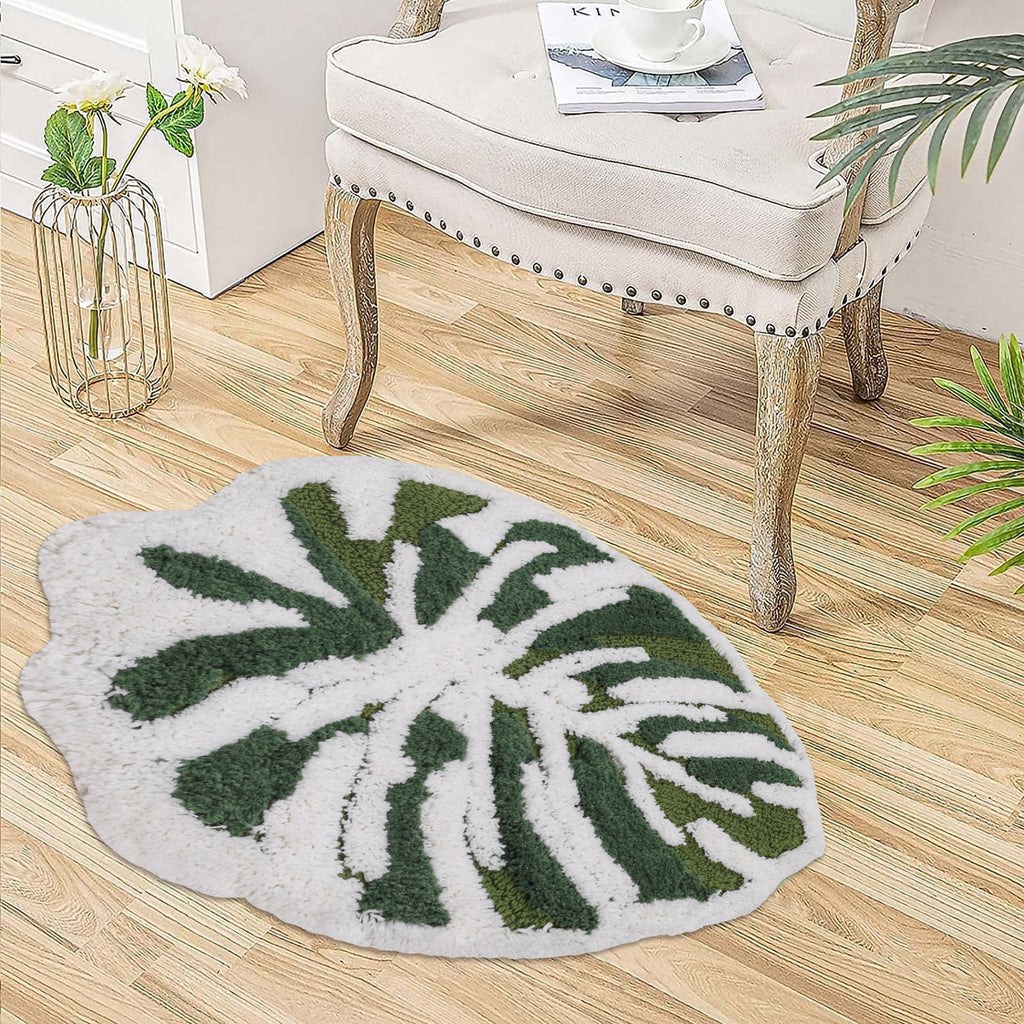 Leaf Tufted Bath Mat |  Anti Skid Super Absorbent Mats for Home Living Room Kitchen Bathroom Mat  Pack of 1