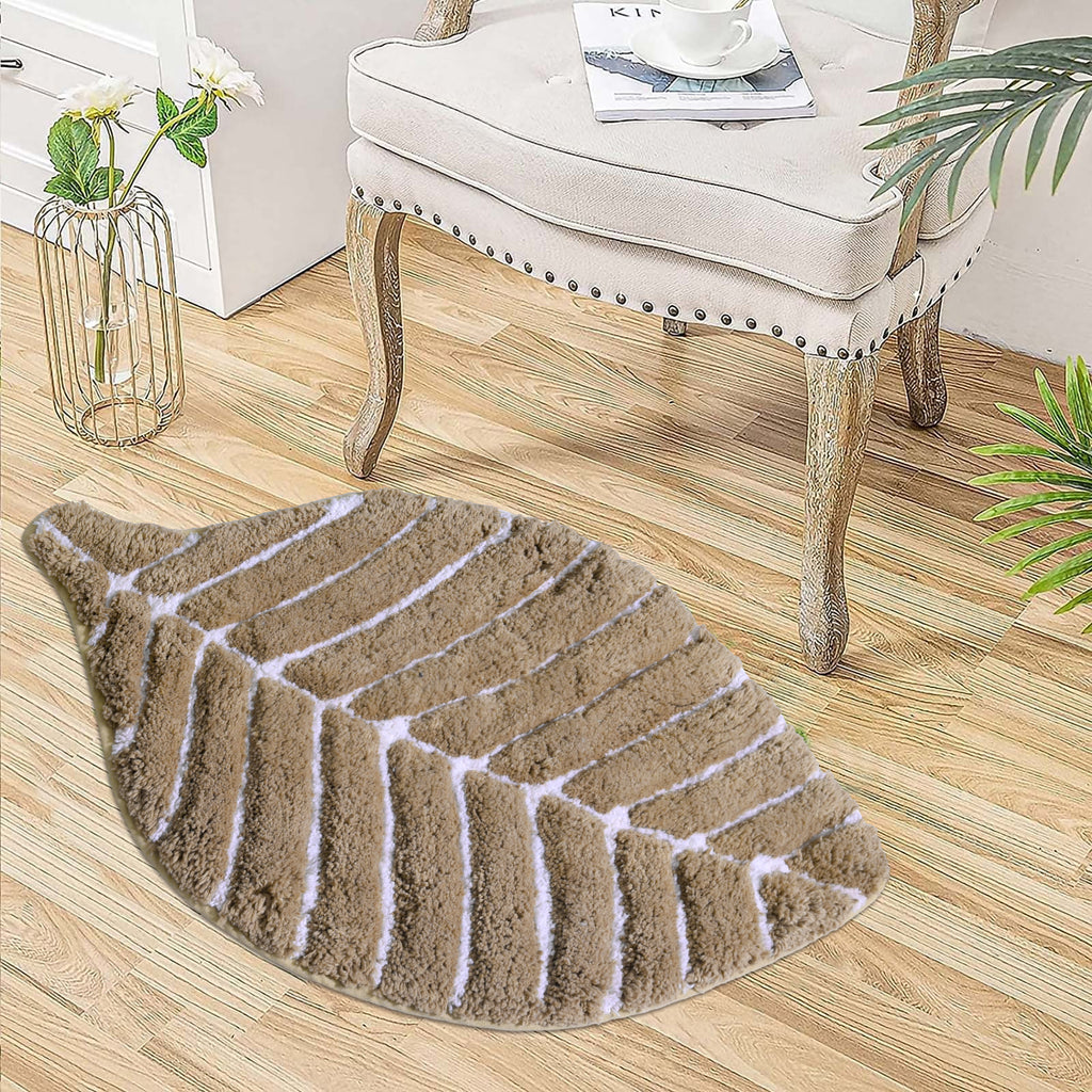 Leaf Tufted Bath Mat | Anti Skid Super Absorbent Mats for Home Living Room Kitchen Bathroom Mat Pack of 1
