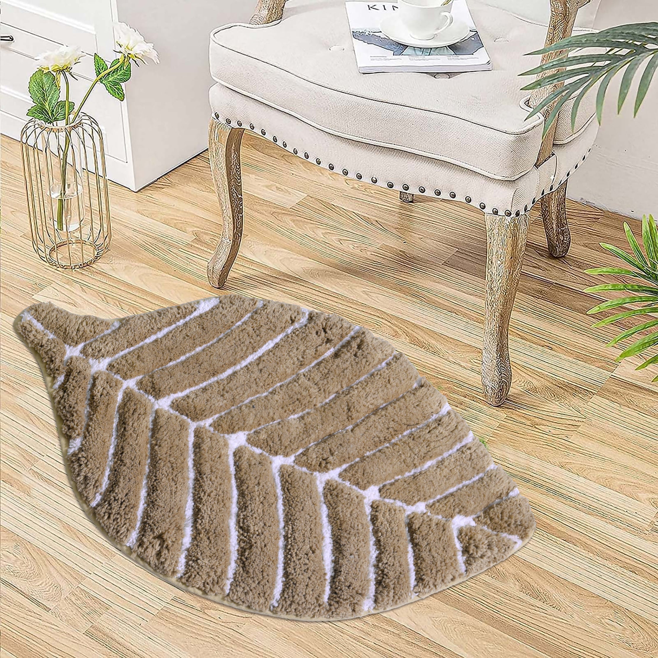 Leaf Tufted Bath Mat | Anti Skid Super Absorbent Mats for Home Living Room Kitchen Bathroom Mat Pack of 1