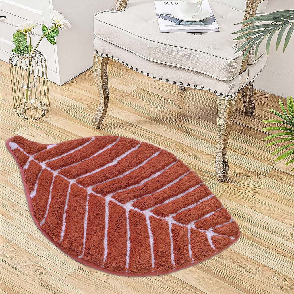 Leaf Tufted Bath Mat |  Anti Skid Super Absorbent Mats for Home Living Room Kitchen Bathroom Mat  Pack of 1  (60 x 40 cm }