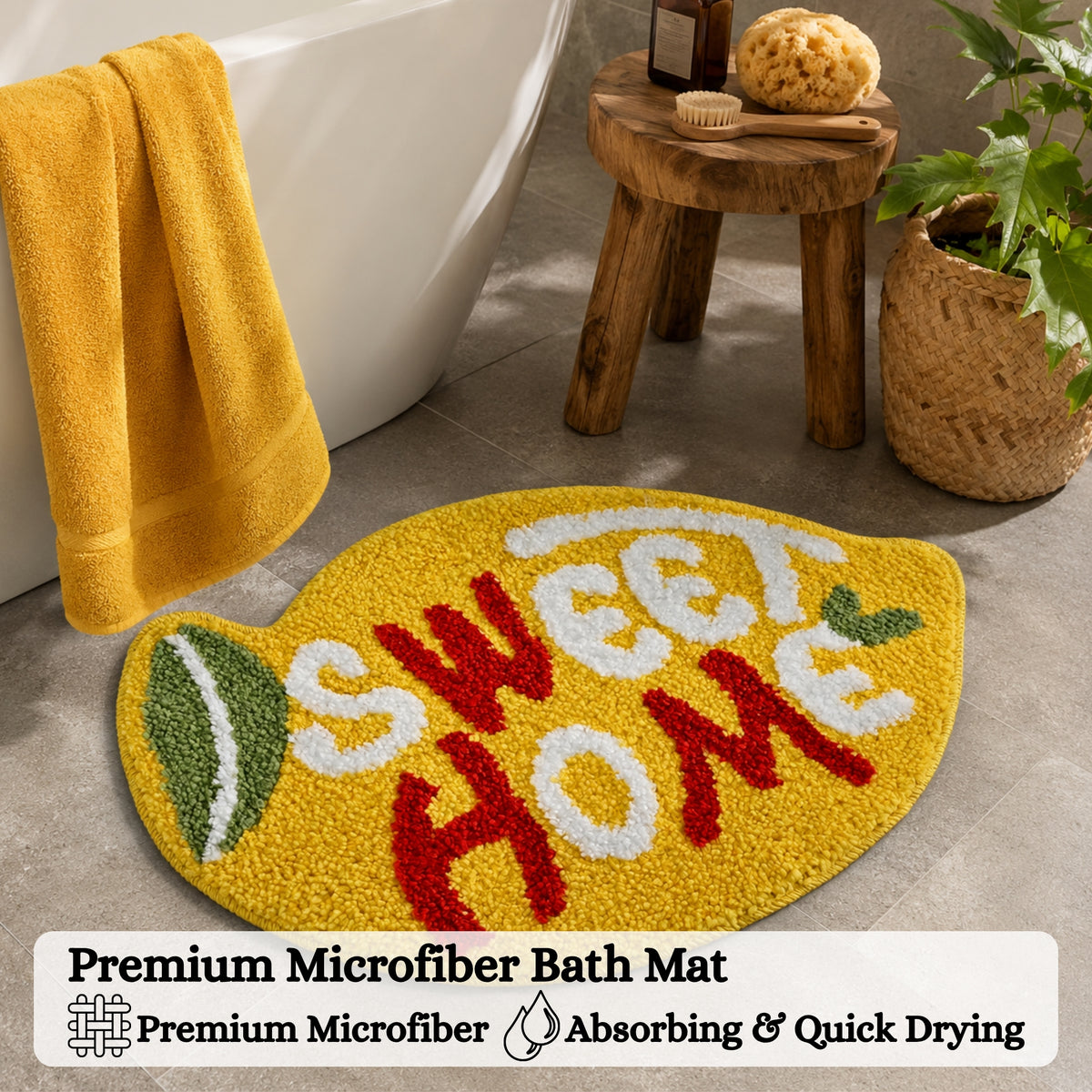 Sweet Home Microfiber Anti Skid Super Absorbent Bathmat - Decovia