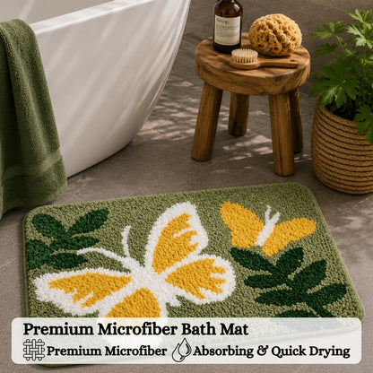 Butterfly Microfiber Anti Skid Super Absorbent Bathmat - Decovia