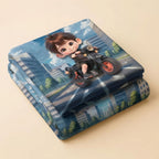 7D Digital Printed Little Biker Cotton Feel Microfiber King Size Double Bedsheet with Pillow Covers - Decovia