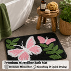 Butterfly Microfiber Anti Skid Super Absorbent Bathmat - Decovia