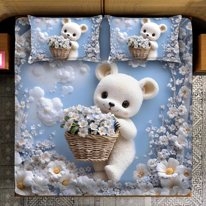 7D Digital Printed Teddy Cotton Feel Microfiber King Size Double Bedsheet with Pillow Covers - Decovia