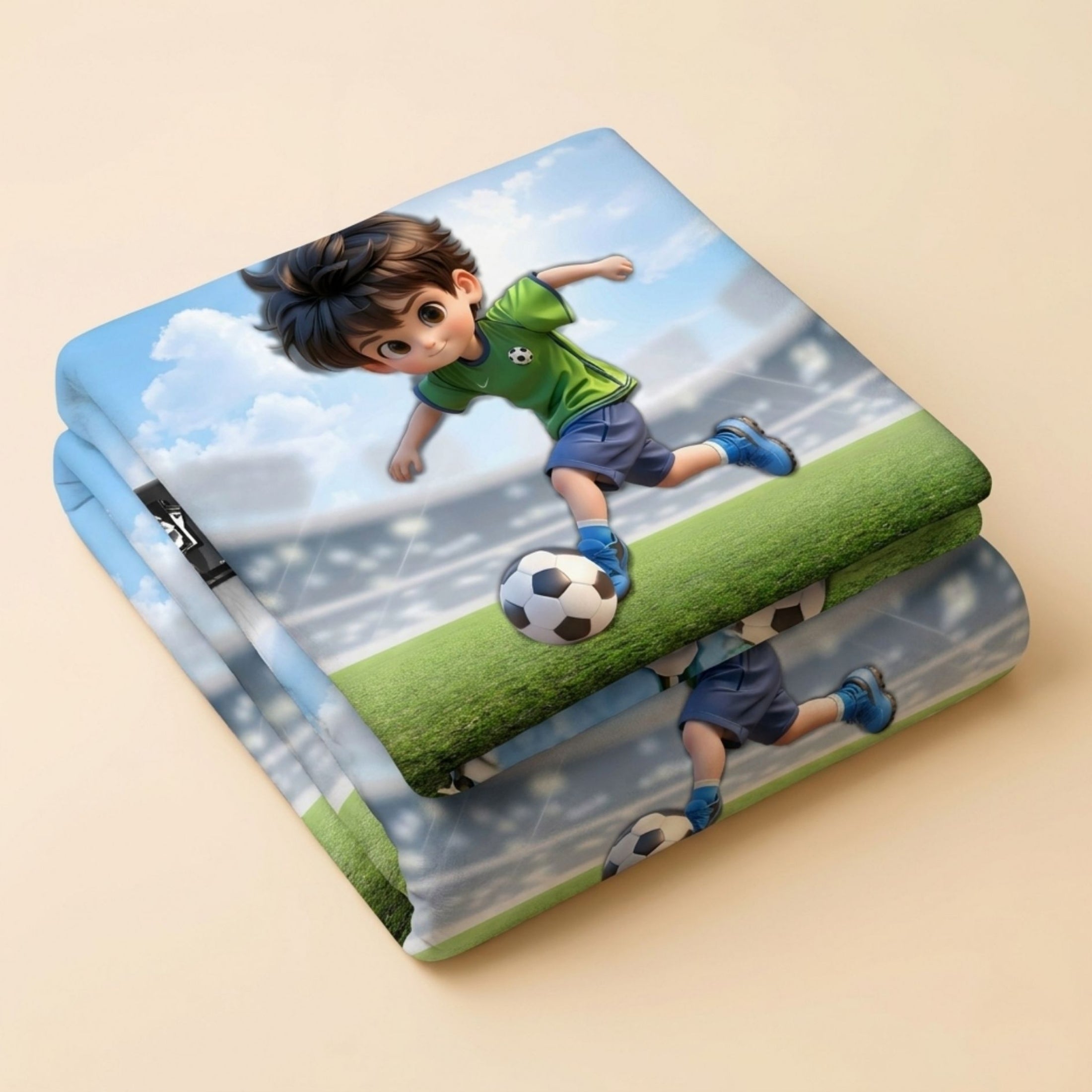 7D Digital Printed Football Player Cotton Feel Microfiber King Size Double Bedsheet with Pillow Covers - Decovia