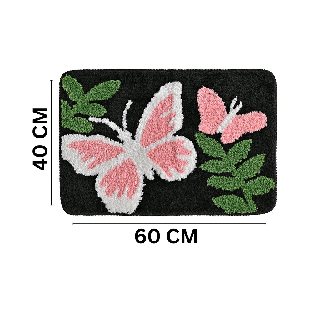 Butterfly Microfiber Anti Skid Super Absorbent Bathmat - Decovia