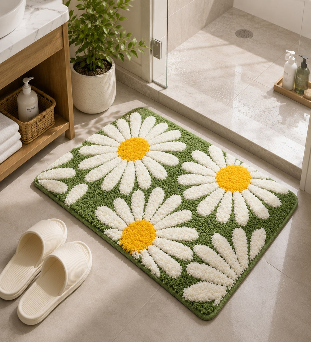 Sun Flower Microfiber Anti Skid Super Absorbent Bathmat - Decovia