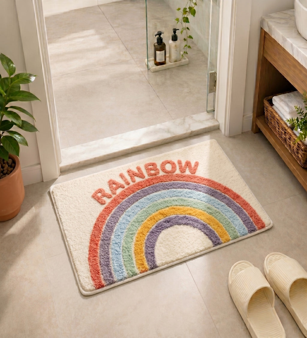 Rainbow Microfiber Anti Skid Super Absorbent Bathmat - Decovia
