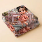 7D Digital Printed Cute Girl Cotton Feel Microfiber King Size Double Bedsheet with Pillow Covers - Decovia