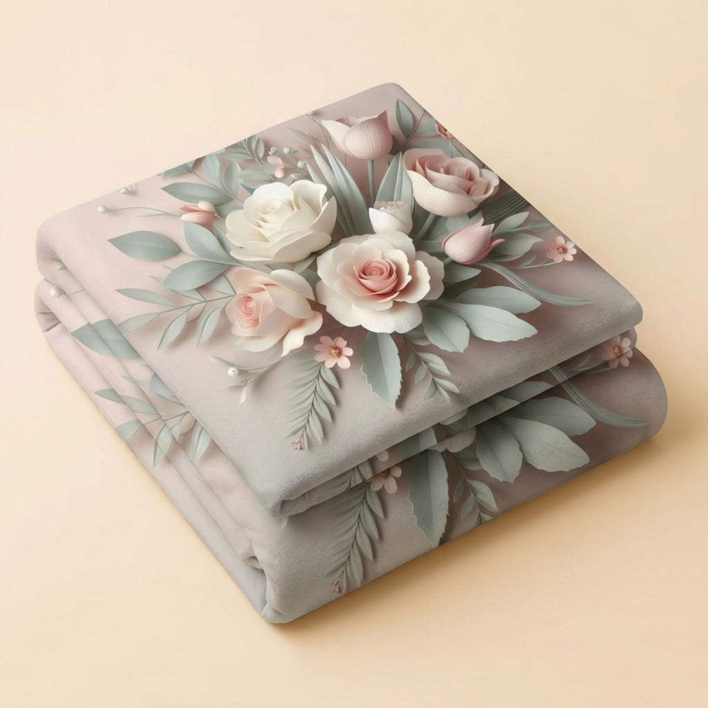 7D Digital Printed Floral Cotton Feel Microfiber King Size Double Bedsheet with Pillow Covers - Decovia