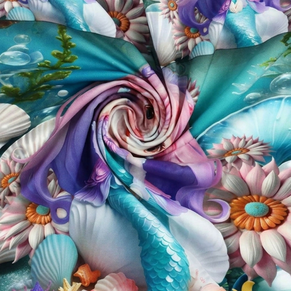 7D Digital Printed Magical Undersea Cotton Feel Microfiber King Size Double Bedsheet with Pillow Covers - Decovia