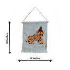 Wool Wall Hanging Modern Lion Design Hand Woven Décor for Living