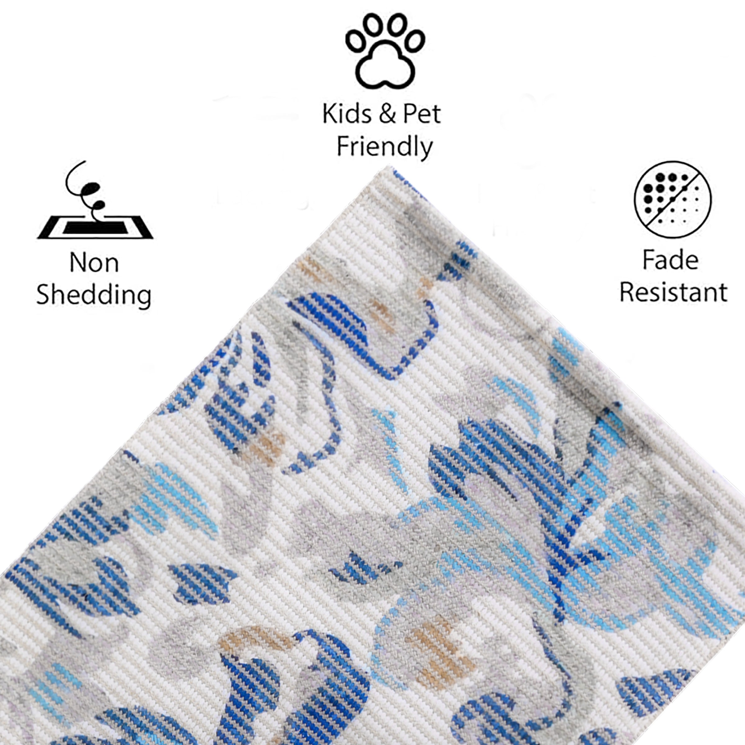 Elegant Blue Floral Woven Floor Runner – 60x22 Inch