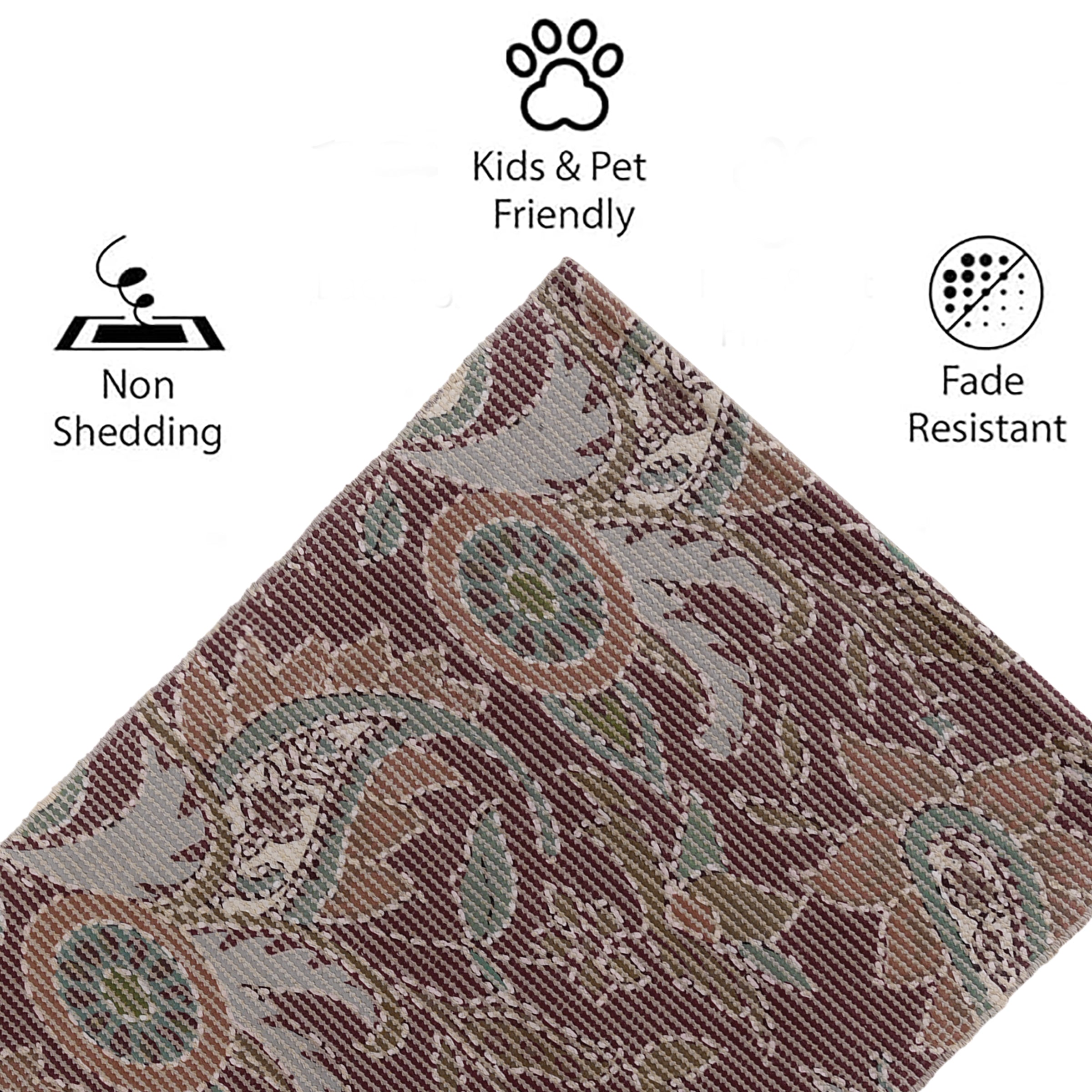 Vintage Floral Paisley Woven Floor Runner – 60x22 Inch