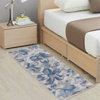 Elegant Blue Floral Woven Floor Runner – 60x22 Inch
