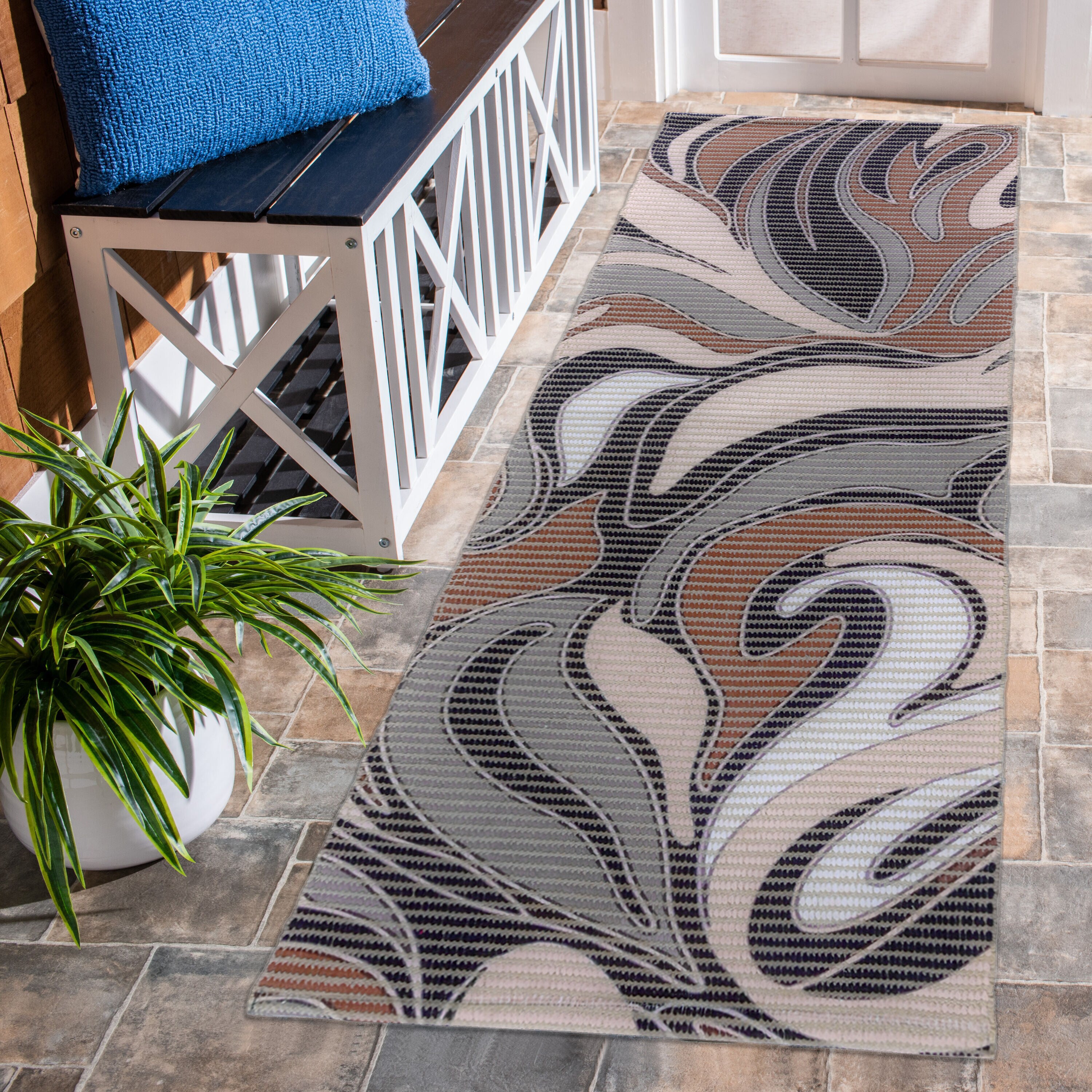 Abstract Wave Pattern Woven Floor Runner – 60x22 Inch