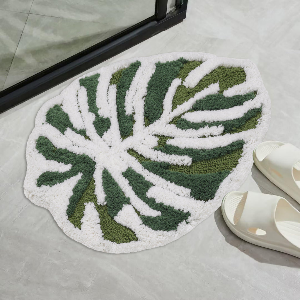 Leaf Tufted Bath Mat |  Anti Skid Super Absorbent Mats for Home Living Room Kitchen Bathroom Mat  Pack of 1