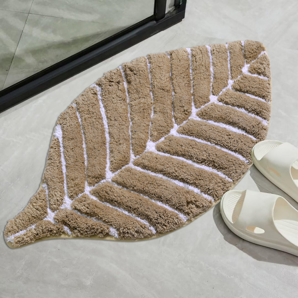 Leaf Tufted Bath Mat | Anti Skid Super Absorbent Mats for Home Living Room Kitchen Bathroom Mat Pack of 1