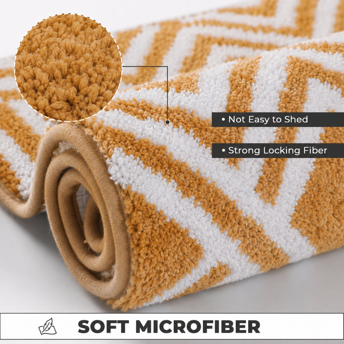 Zigzag Microfiber Anti Skid Super Absorbent Bathmat - Decovia