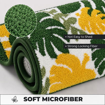 Leaf Flower Microfiber Anti Skid Super Absorbent Bathmat - Decovia