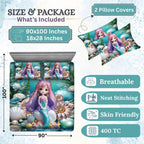 7D Digital Printed Magical Undersea Cotton Feel Microfiber King Size Double Bedsheet with Pillow Covers - Decovia