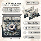 7D Digital Printed Floral Cotton Feel Microfiber King Size Double Bedsheet with Pillow Covers - Decovia