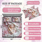 7D Digital Printed Princess Cotton Feel Microfiber King Size Double Bedsheet with Pillow Covers - Decovia