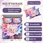 7D Digital Printed Cute Pink Bunny Cotton Feel Microfiber King Size Double Bedsheet with Pillow Covers - Decovia
