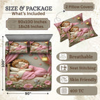 7D Digital Printed Sleeping Doll Cotton Feel Microfiber King Size Double Bedsheet with Pillow Covers - Decovia