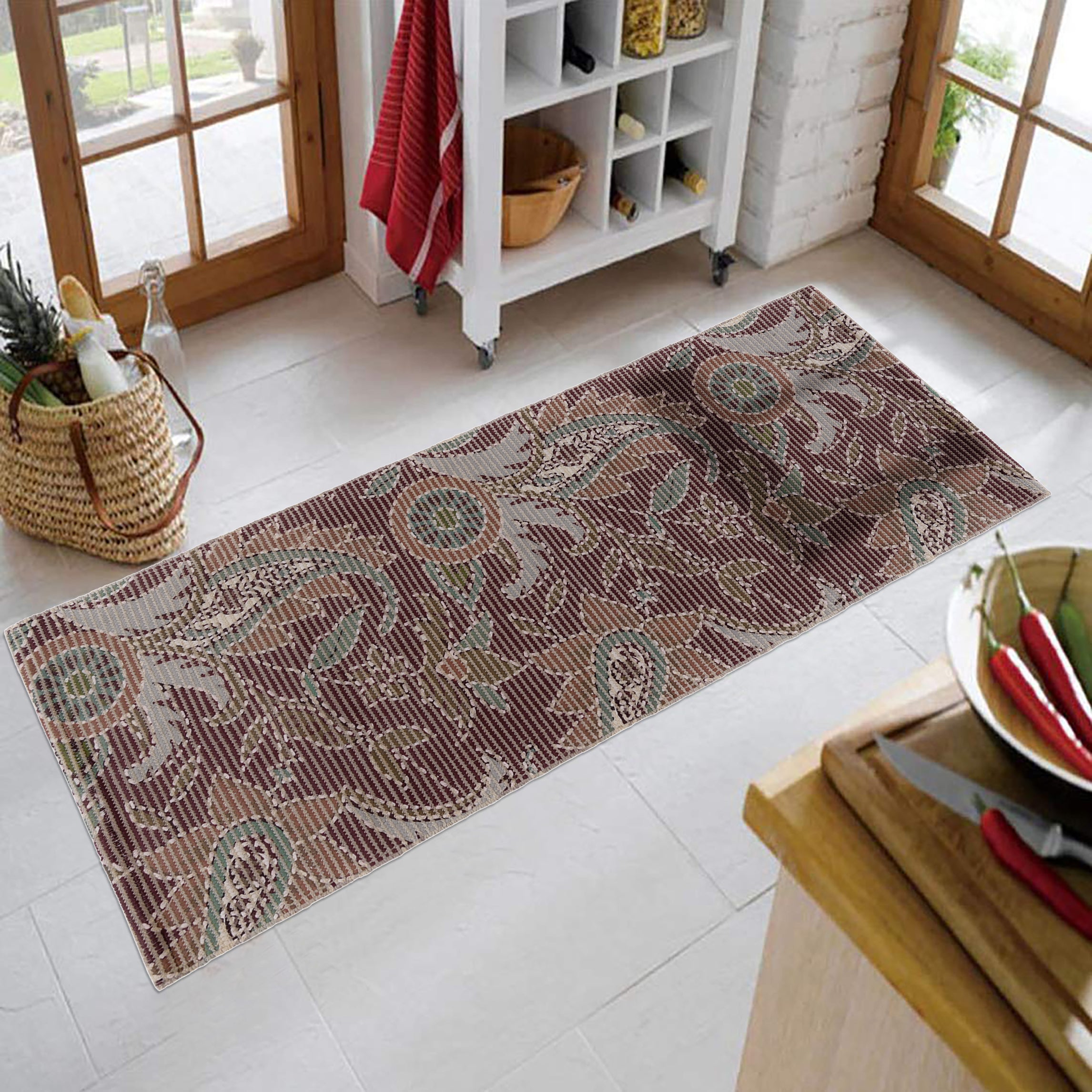 Vintage Floral Paisley Woven Floor Runner – 60x22 Inch